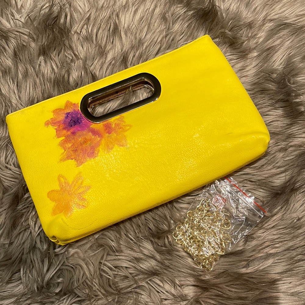 Charming Charlie yellow clutch with chain